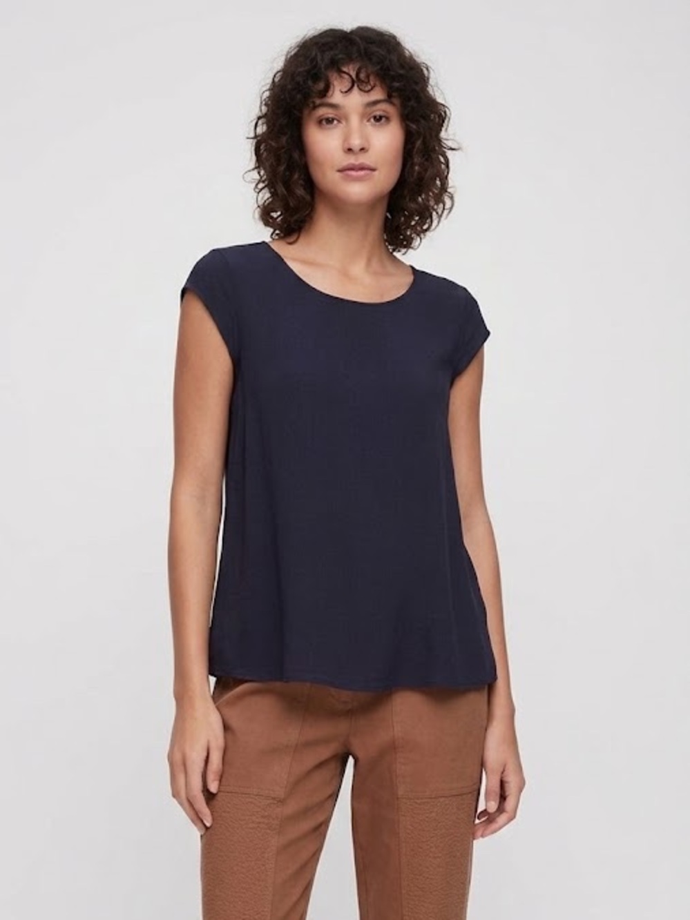 Aritzia Wilfred Free Juliger Navy Short Sleeve Blouse | Size Small